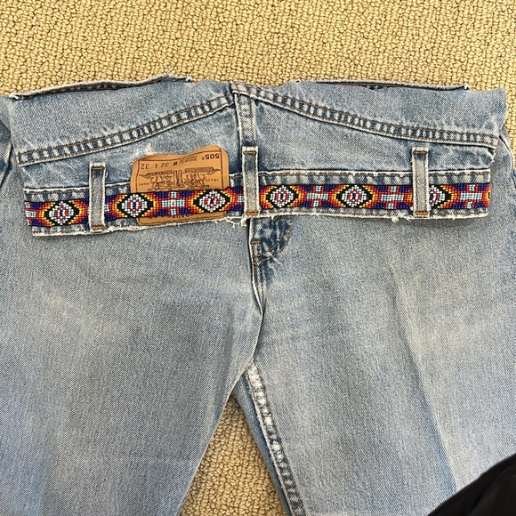 Vintage re-constructed detailed beaded Levi’s. Men’s converted into women’s. - Picture 4 of 15
